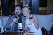 Award Winning Film Director Hideki Wada and Martha sipping more Chateau Margaux Grand Cru...during Angel Monaco film Party Tokyo Wine Party movie