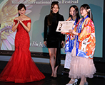 Miyuki Shigeta United Smiles with her lovely Team on Stage at Angel Film Awards Monaco